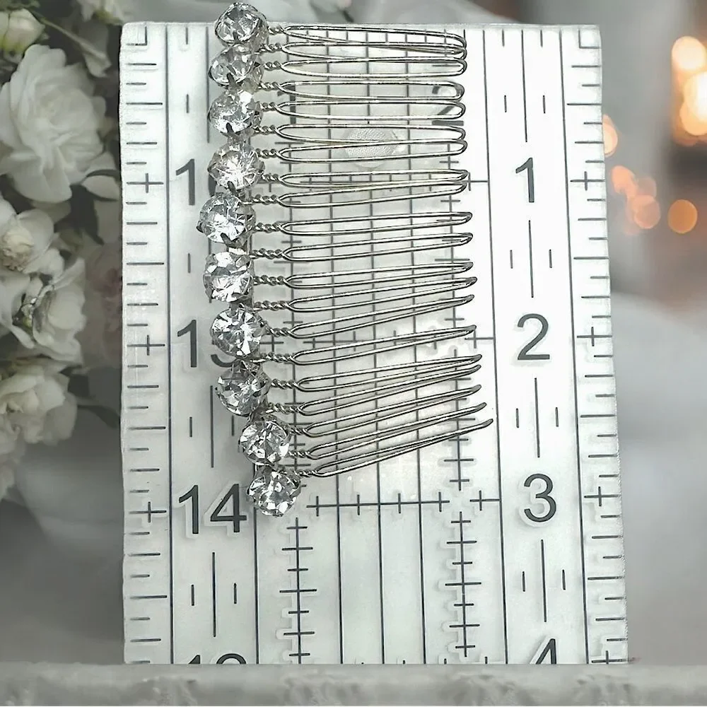 “Something New” l Singular Bridal Comb l Crystal w/ Silver Metal Gemstone Comb
